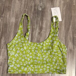 RESA Green Floral Crop Top